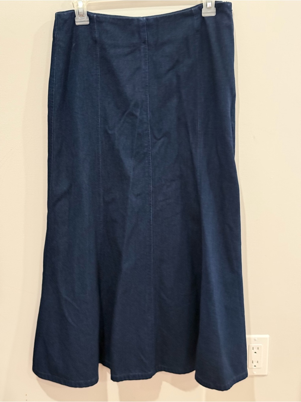 New Christopher&Banks 6 Denim Navy A-Line Maxi Skirt Side Zip 016
